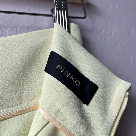 PINKO Natalia Yellow High Waisted Pleated Crepe Ankle Trouser Pants Size 2 - Picture 6 of 9